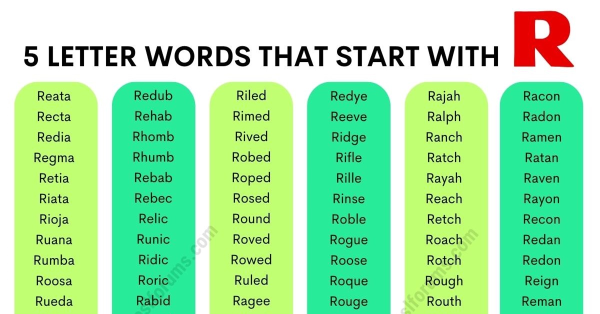 5 letter word begins with r