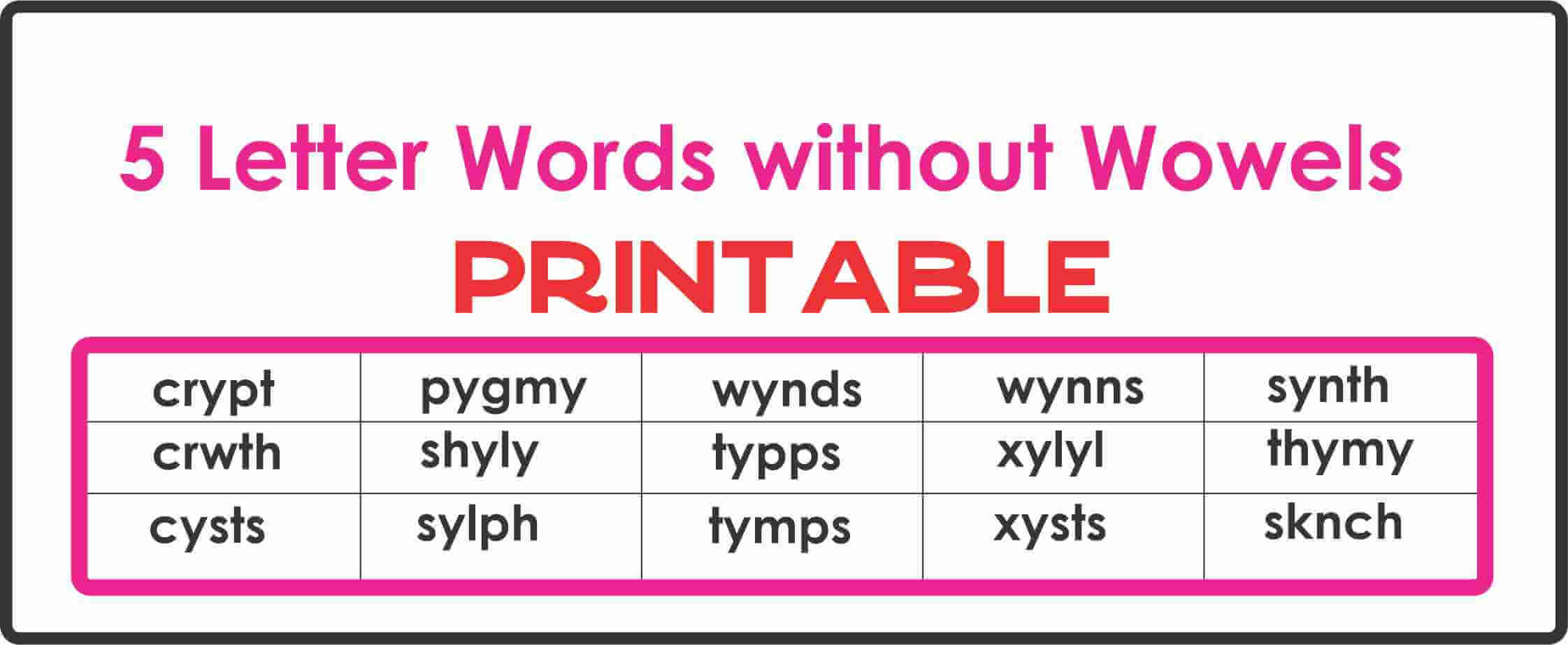 5 letter word with no vowel