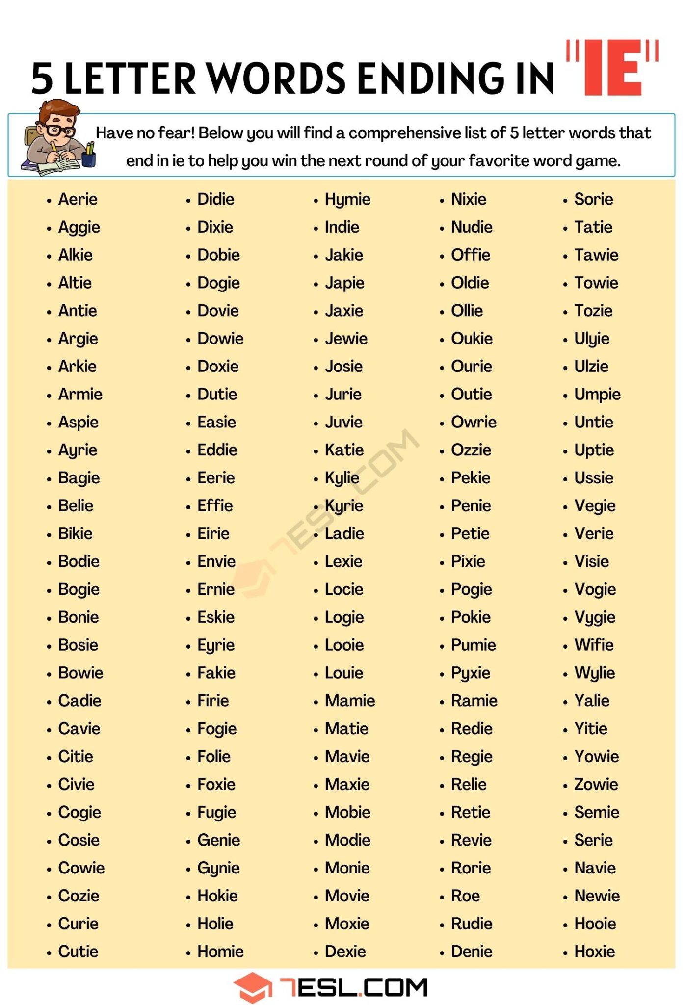 5 letter words ending in ien