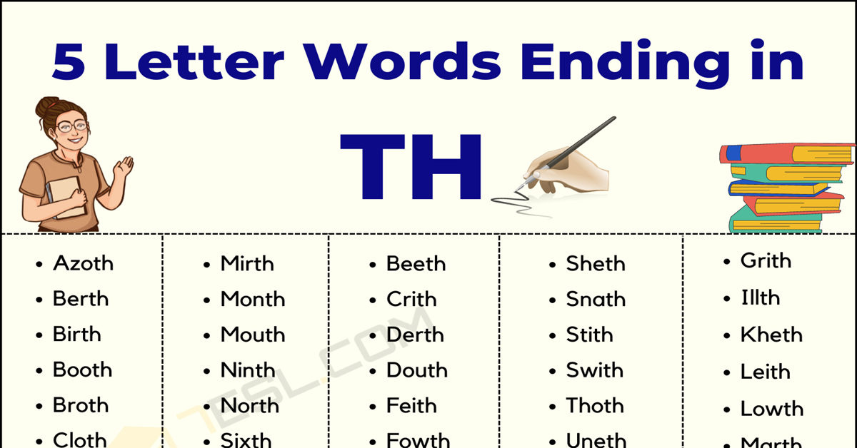 5 letter words ending in th