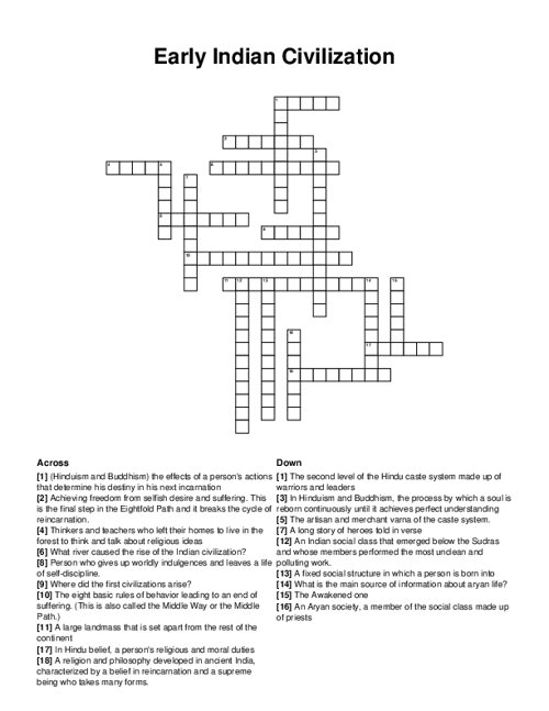 indian ascetic crossword