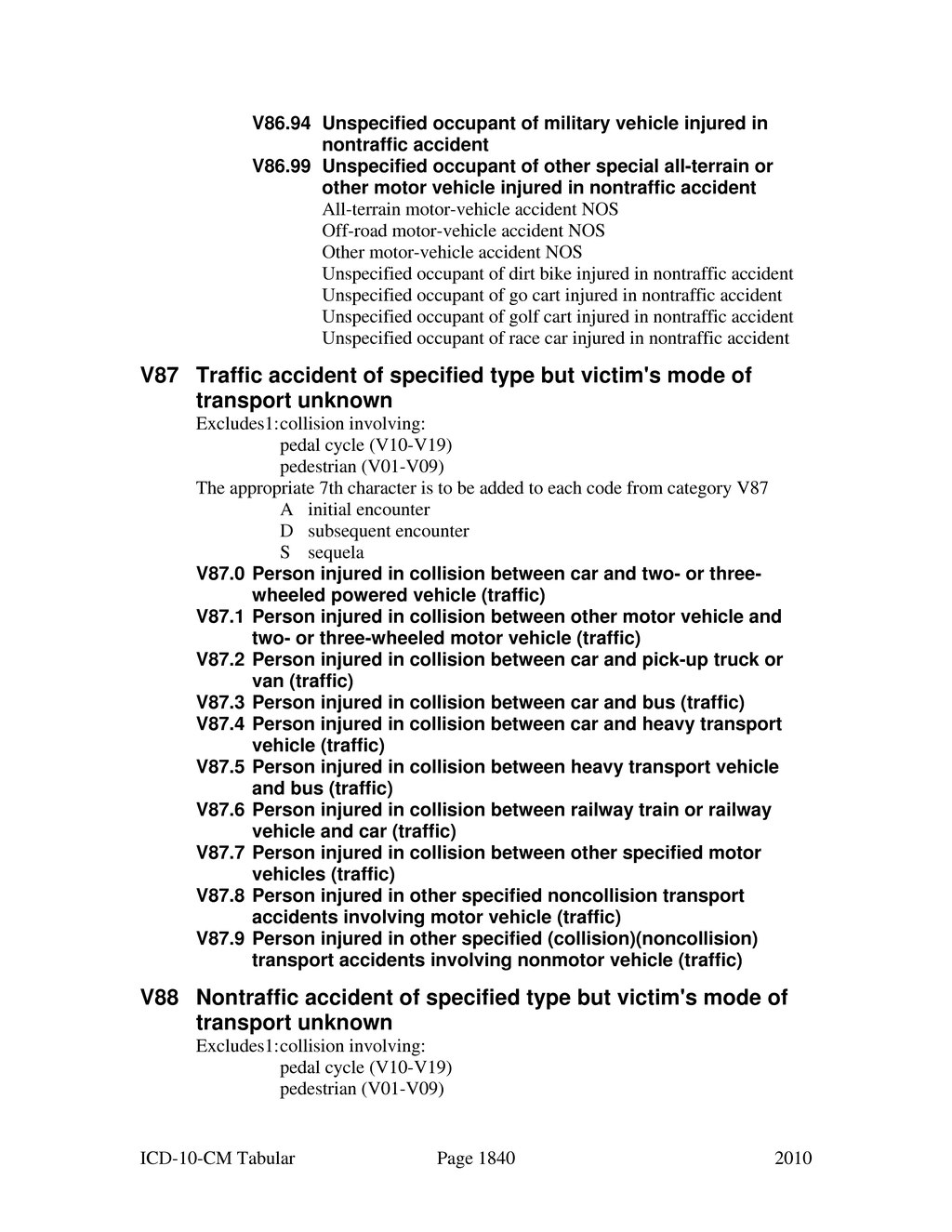 icd 10 code for motor vehicle accident unspecified