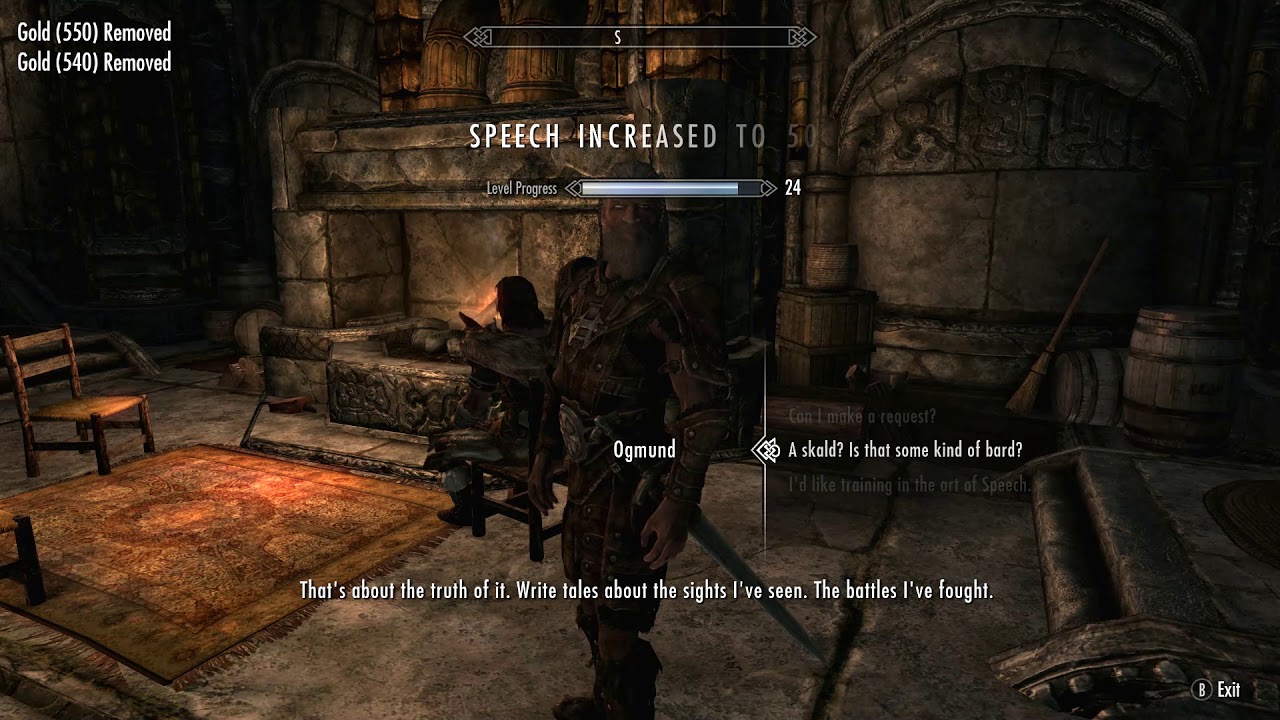 how to train speech skyrim