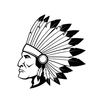 native american clip art black and white