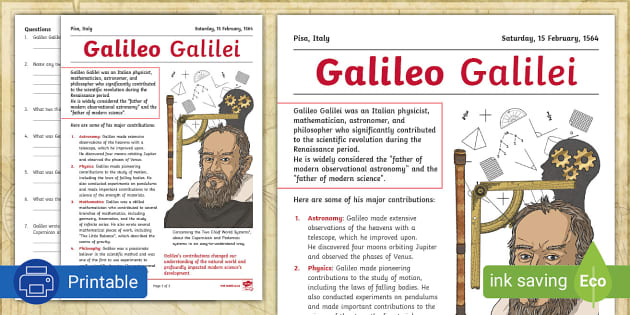 galileo galilei fact file