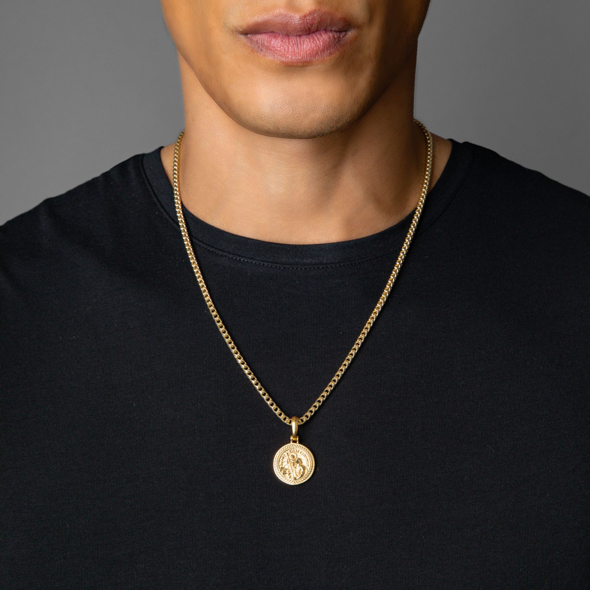 mens gold saint christopher necklace