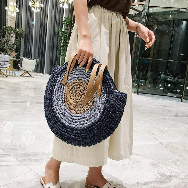 straw beach bag with zipper