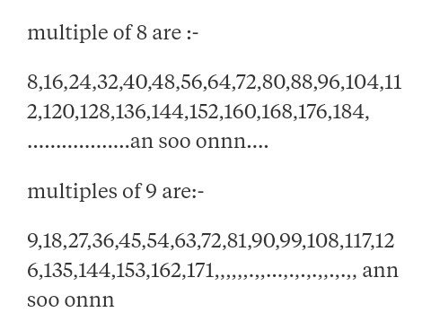 least common multiple of 8 and 9