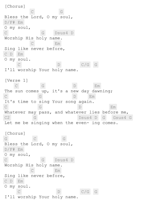 praise songs chords