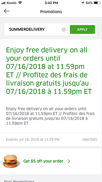 uber eats for free