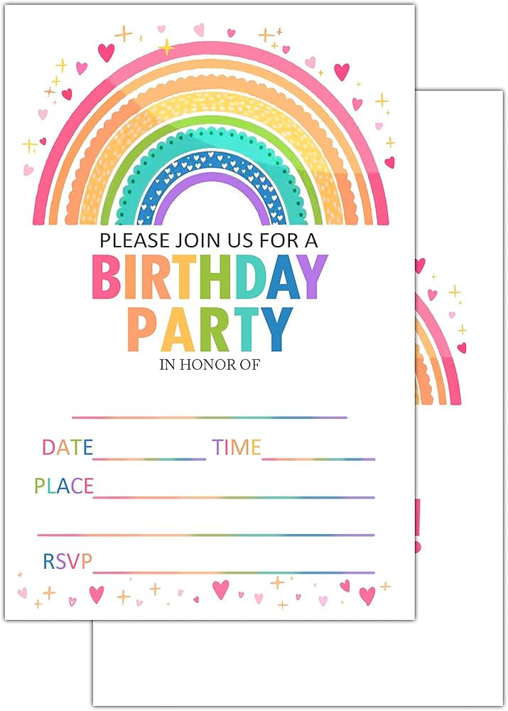 rainbow theme invitation