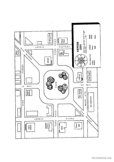 giving directions map worksheet