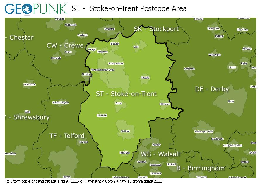 st6 postcode