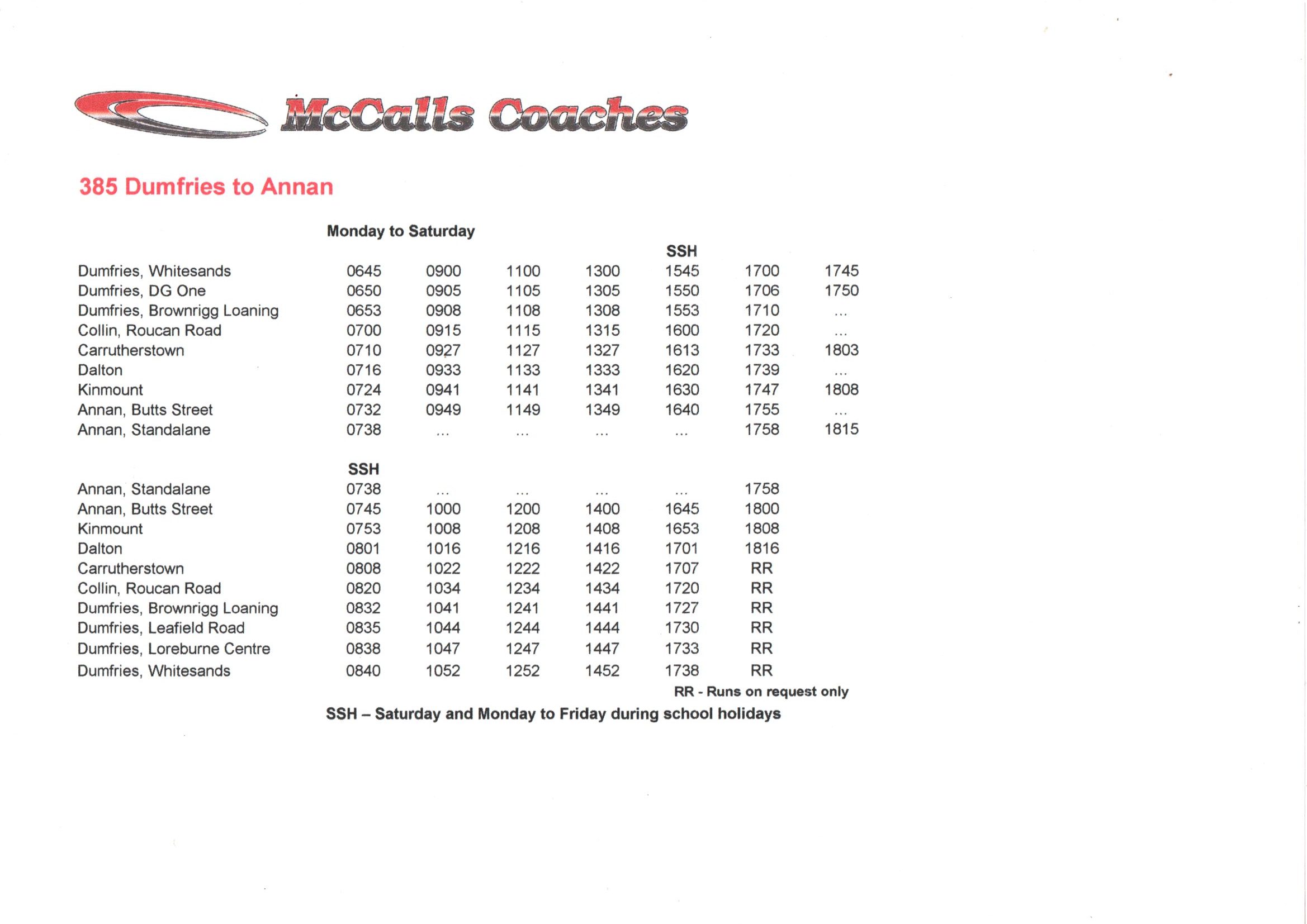 dumfries bus timetable