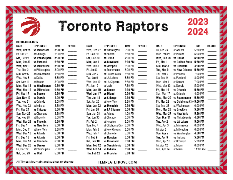 toronto raptors 2023-24 schedule