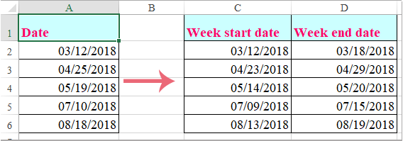 excel week commencing