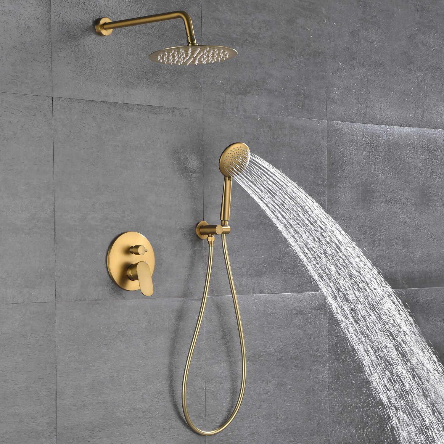 brushed gold shower system