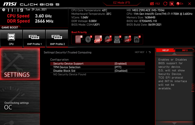 enable tpm 2.0 msi