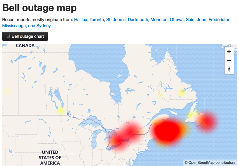 bell internet outage today