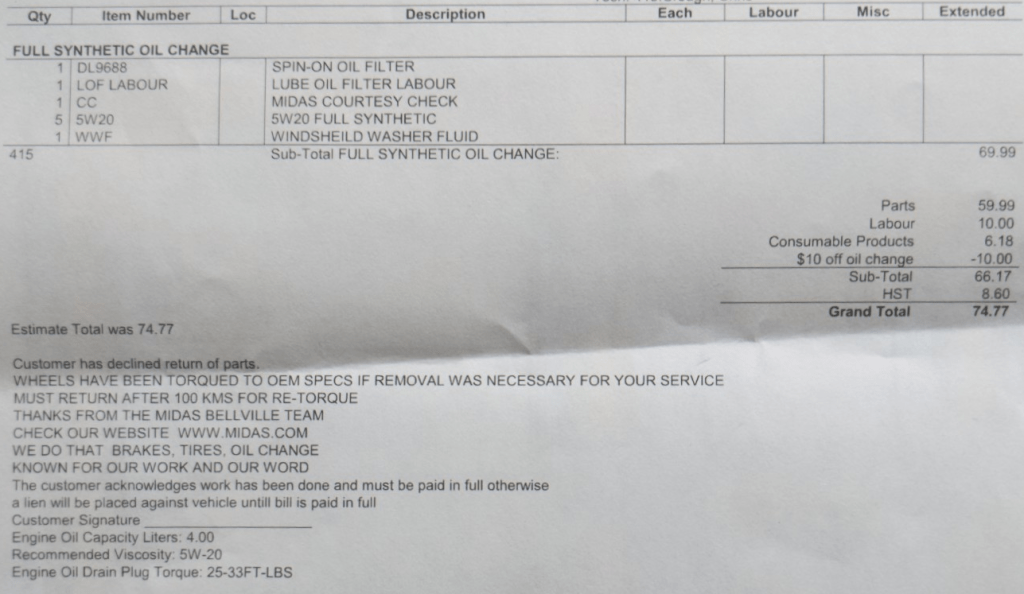 mr lube price list calgary