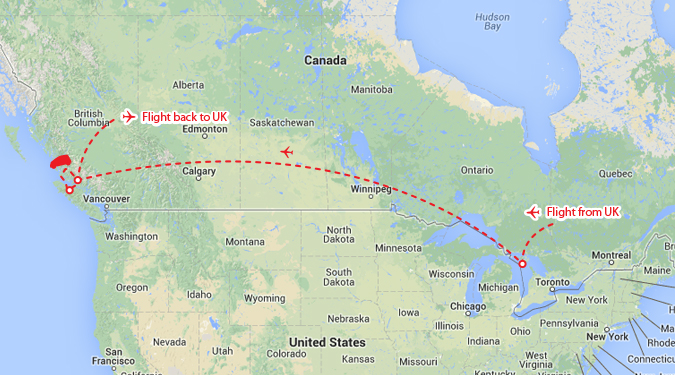 toronto to vancouver flight duration