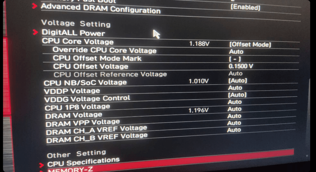 5700x overclock settings