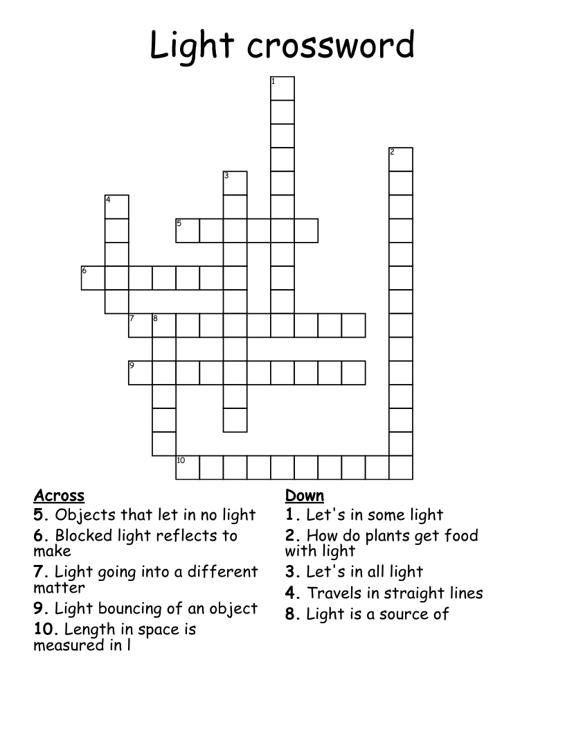 crossword clue light