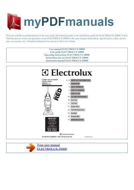 electrolux manuals