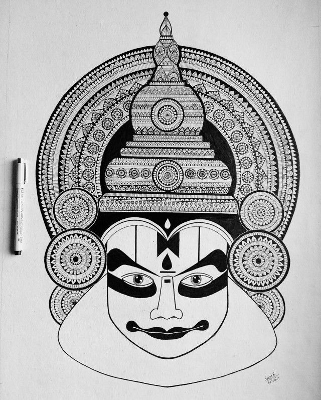 drawing kathakali face