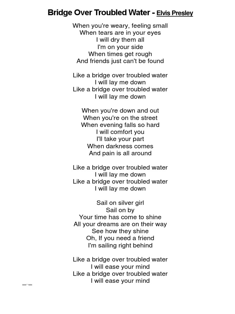 bridge over troubled water lyrics