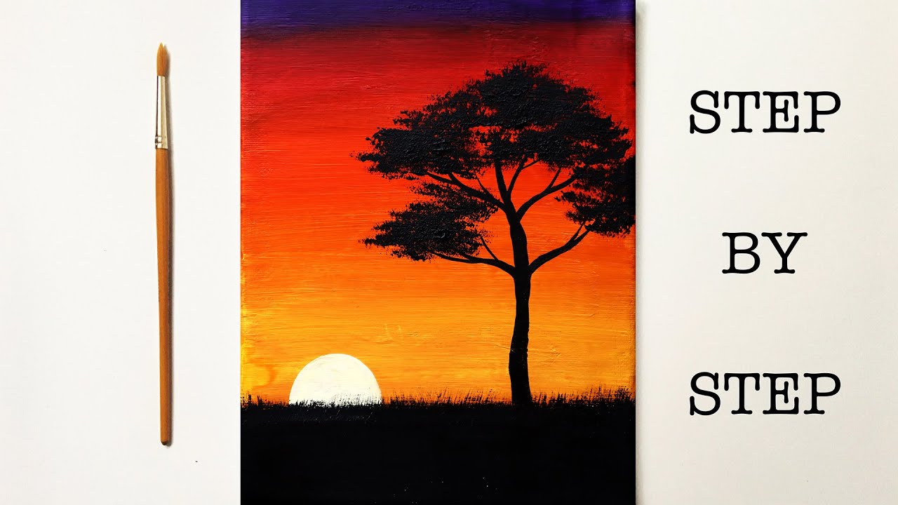 easy sunset painting tutorial