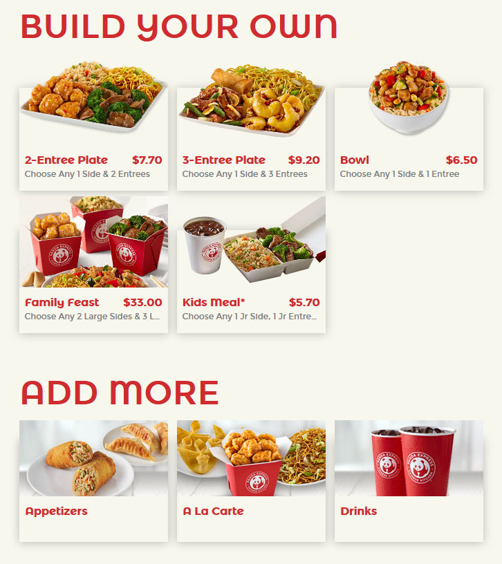 panda express restaurant menu