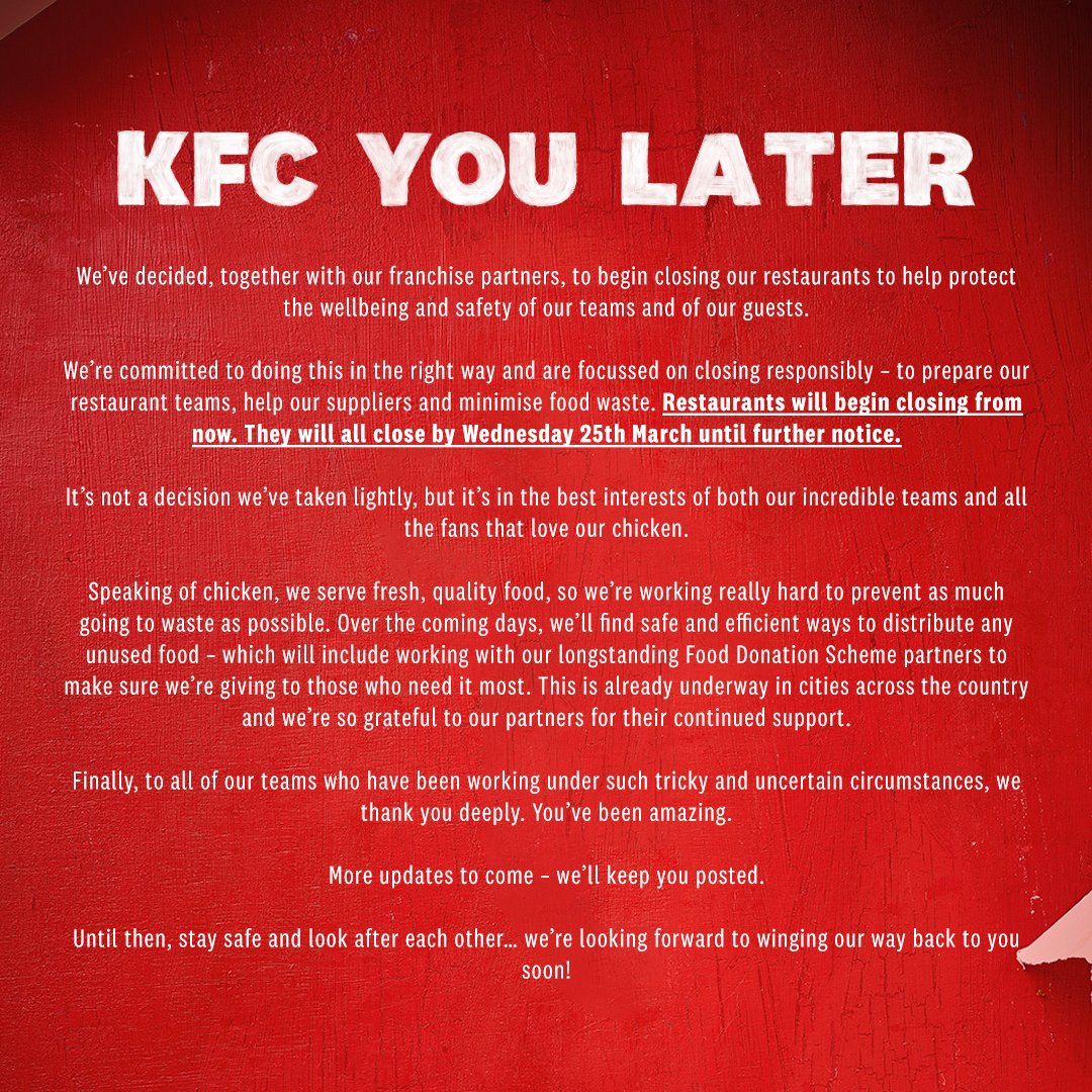 kfc closing hours