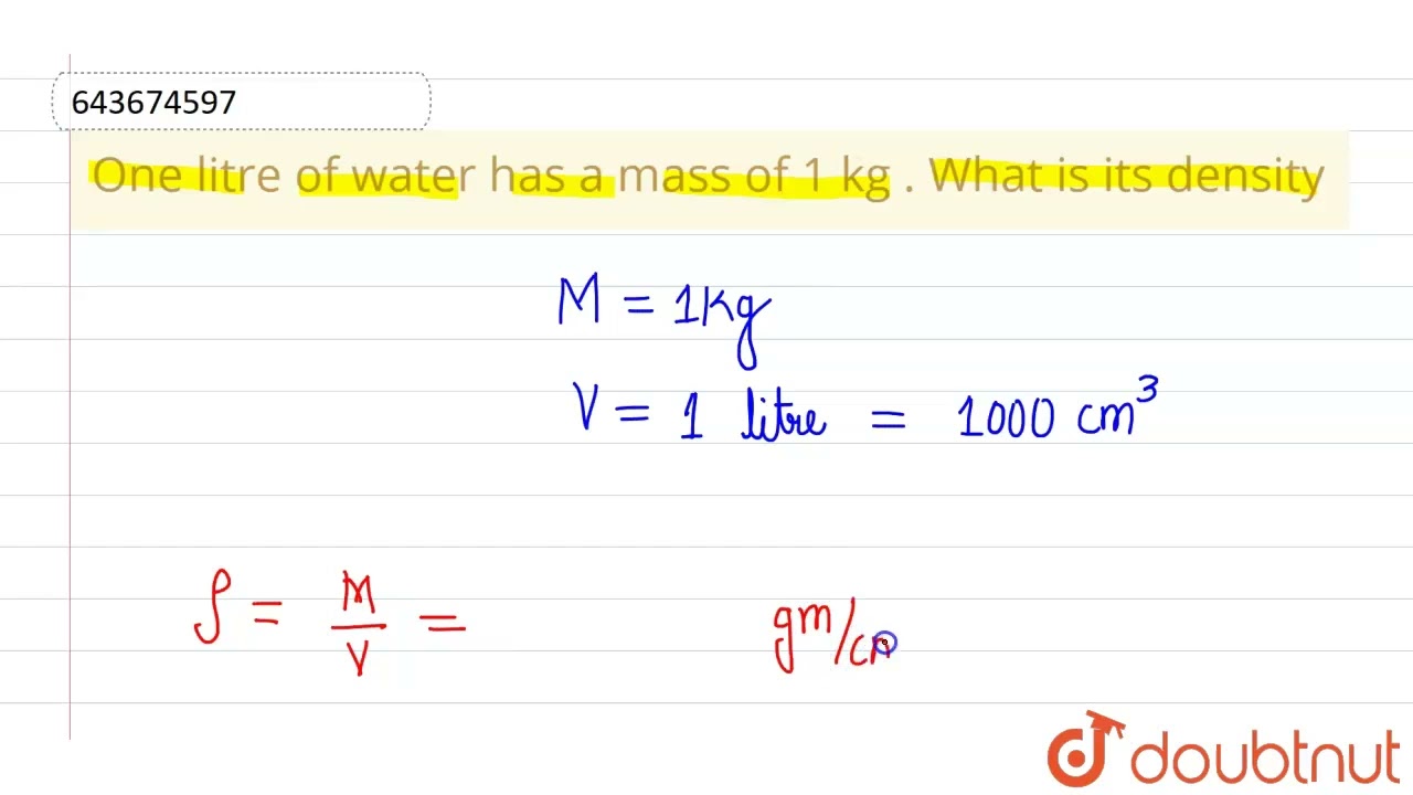 density of water kg/liter