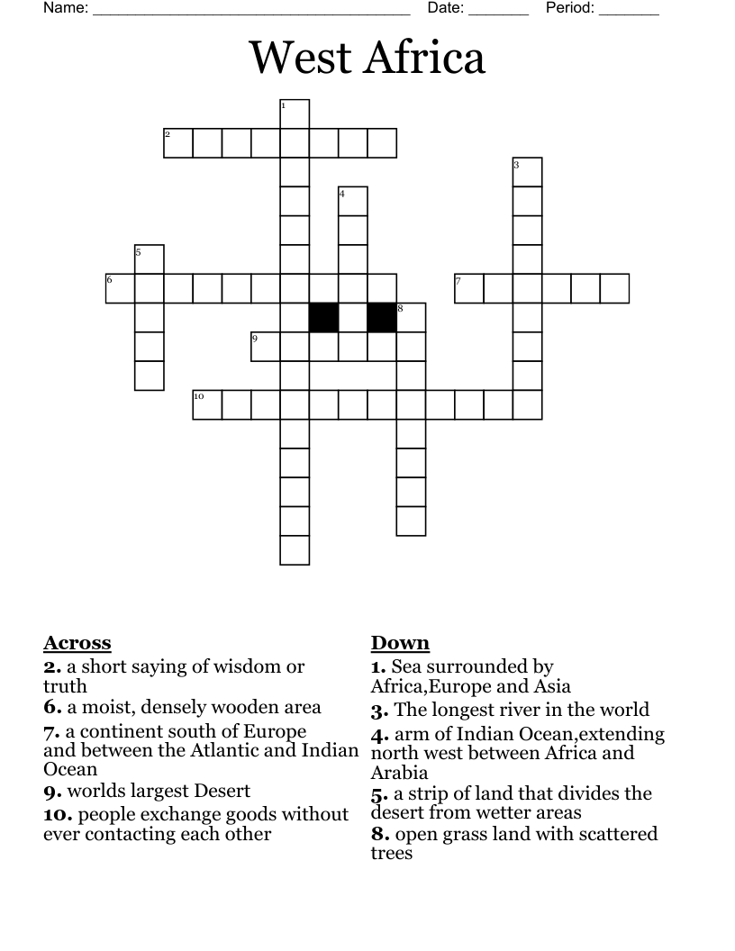 west african republic crossword clue