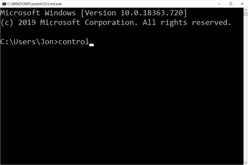 control panel command prompt