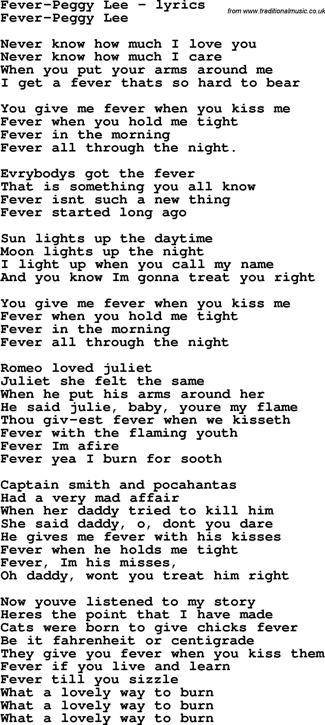 fever lyrics