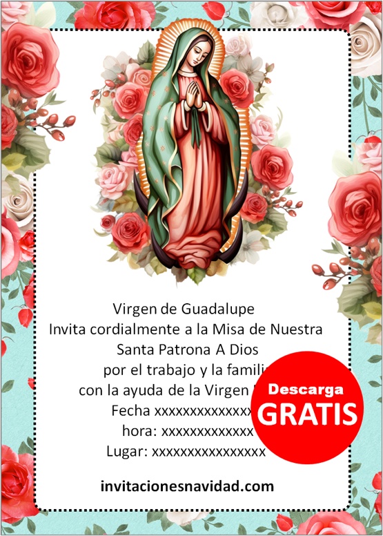 invitaciones de la virgen de guadalupe para imprimir