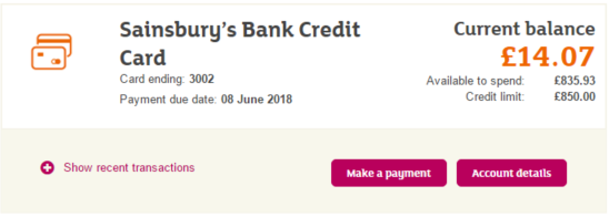 sainsburys login credit card