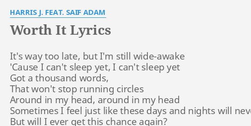 harris j worth it lyrics