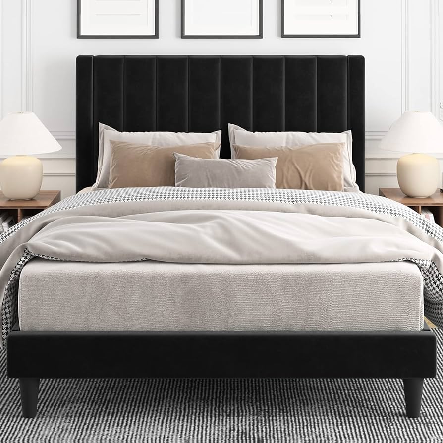 black soft bed frame