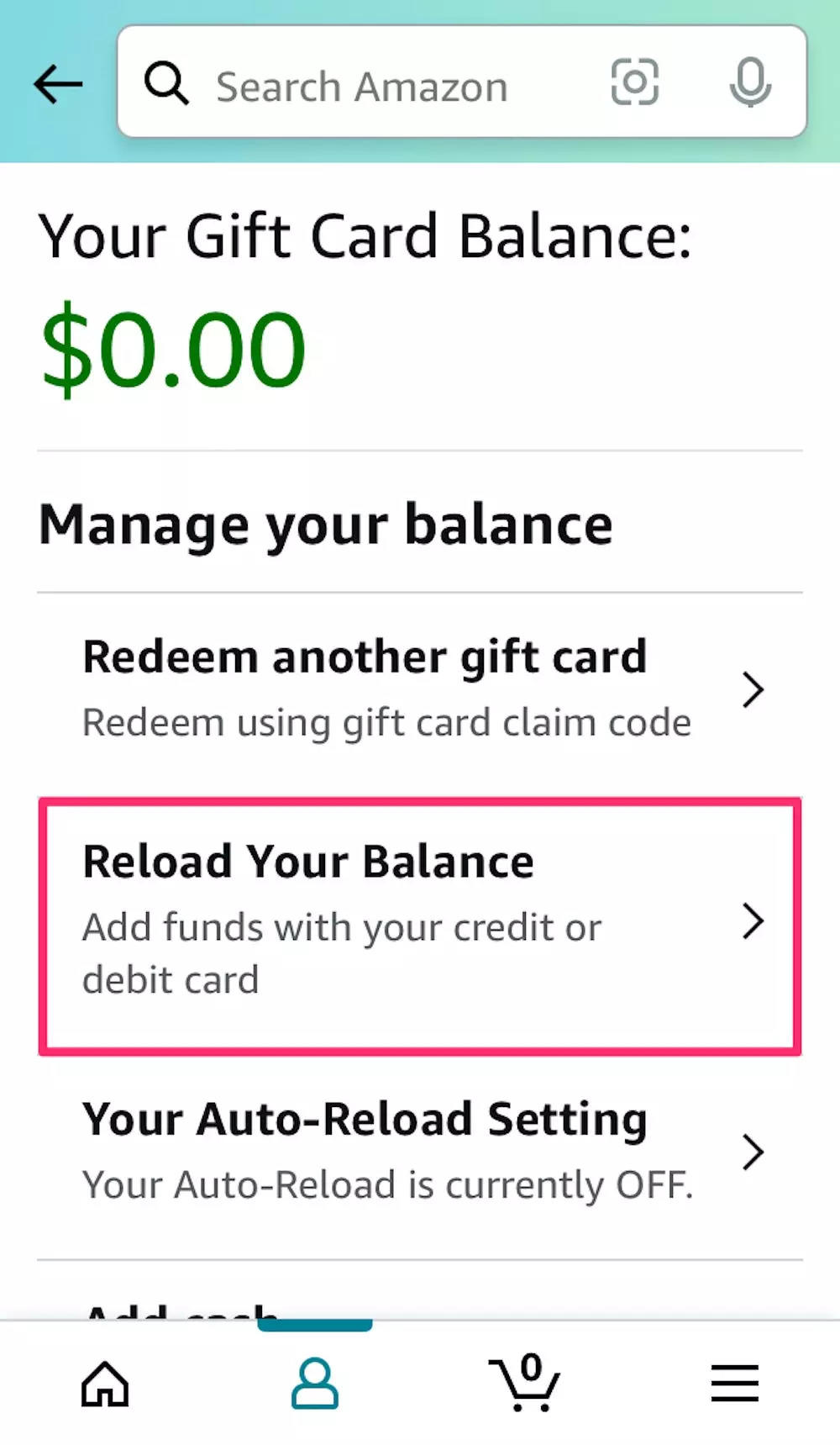 how to check amazon gift card balance