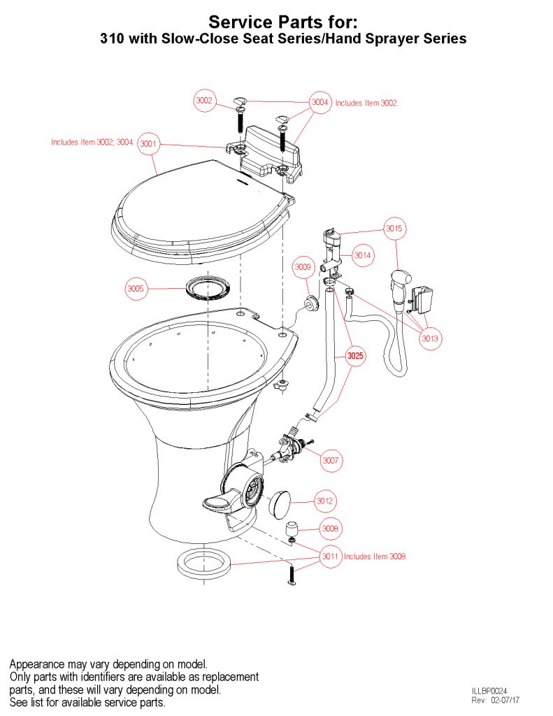 dometic 310 toilet parts