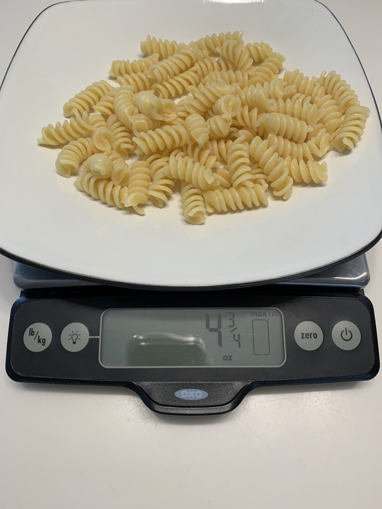 100g dry pasta cooked weight