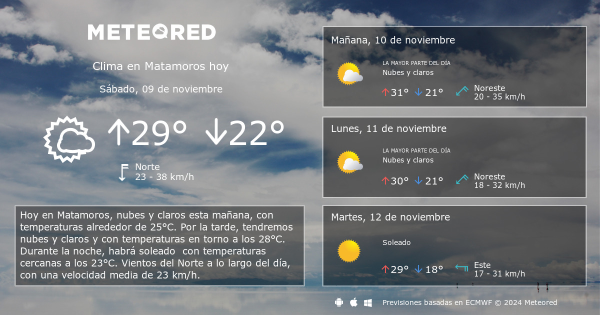 clima matamoros por hora