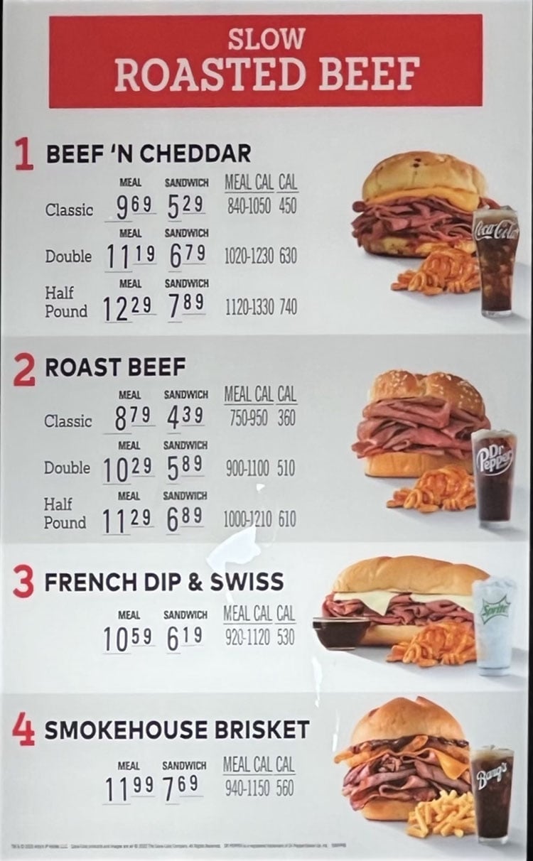 arbys menu