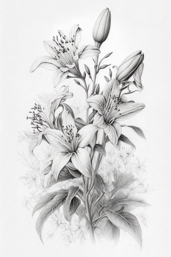 floral pencil drawings