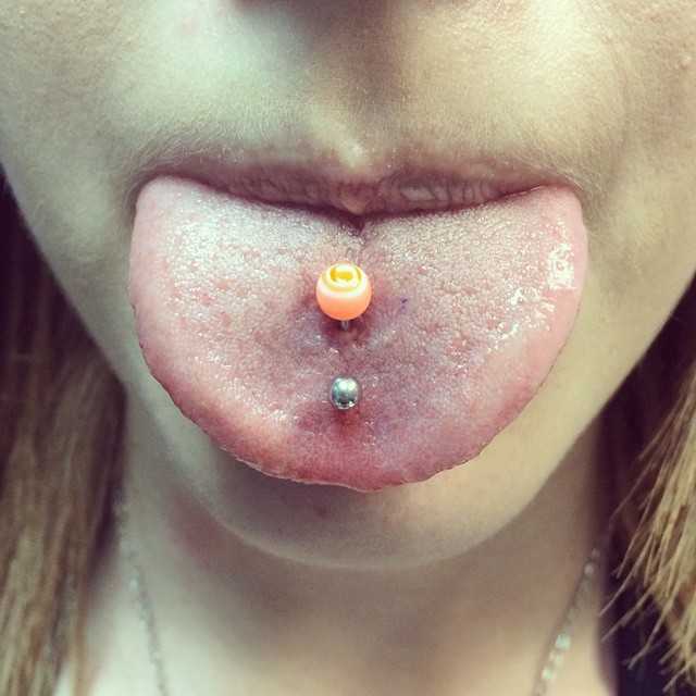 tongue double piercing