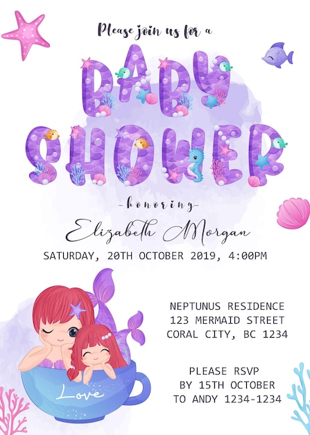 invitaciones para baby shower de sirena