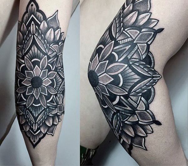 mandala elbow tattoo